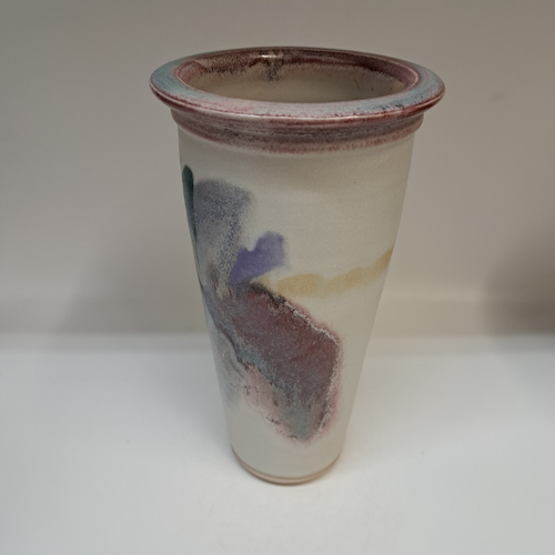 #250759 Flower Vase, Sand/Rose/Teal $28 at Hunter Wolff Gallery